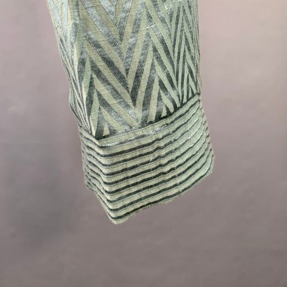 Size 32 Green Herringbone Jacquard Linen Silk Cropped Casual Pants - Picture 6 of 9